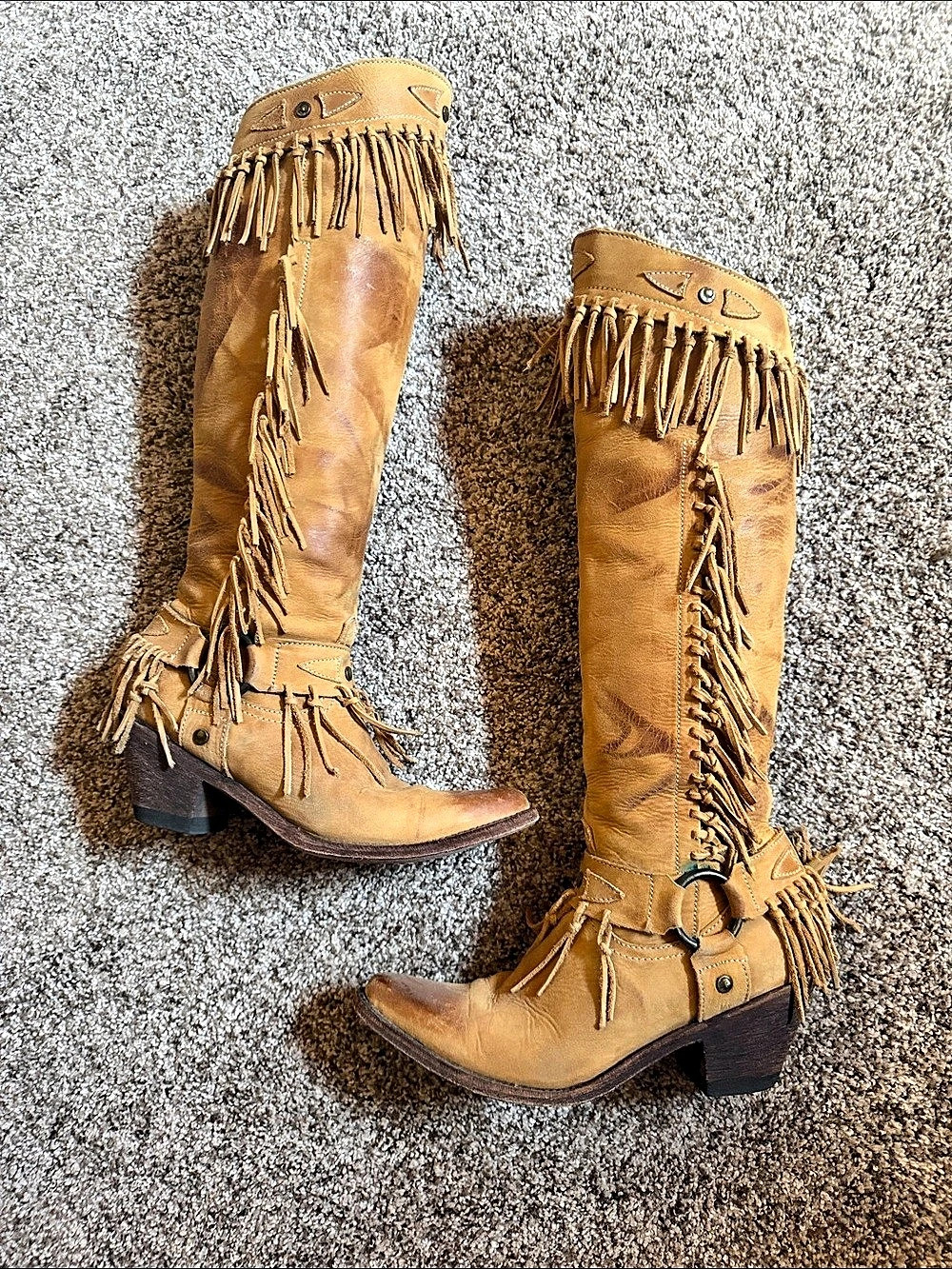 Old Gringo Nikka Women's Fringe Heeled Boots in Tan